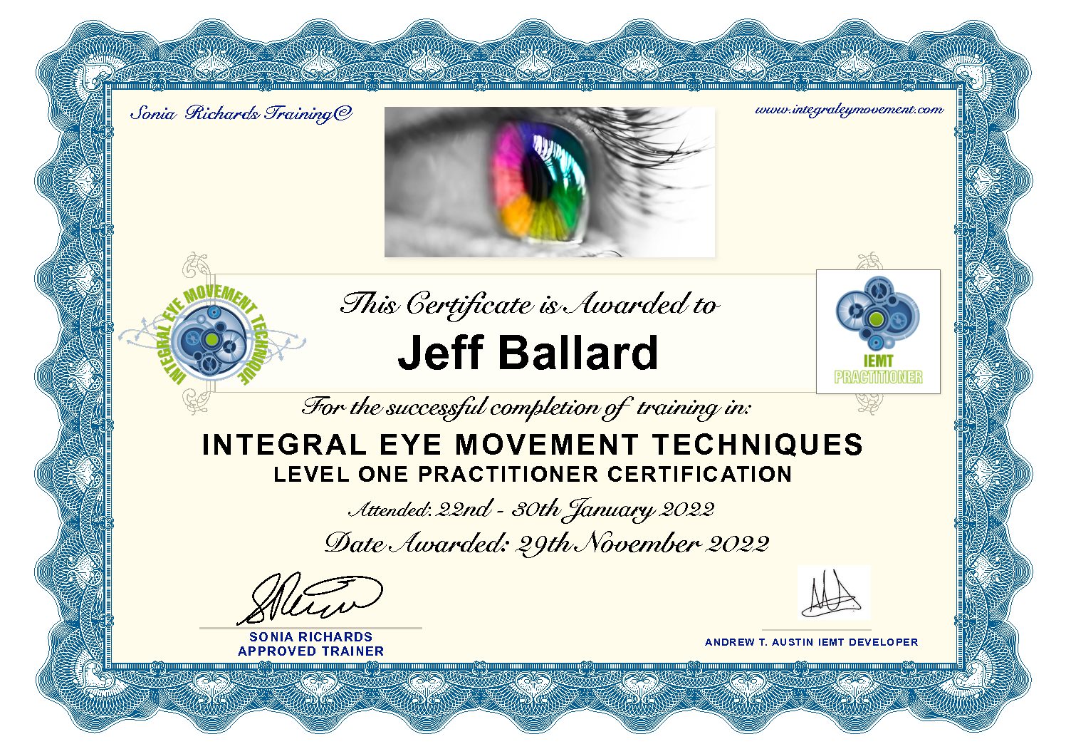 Integral Eye Movement Techniques L1 Certificate