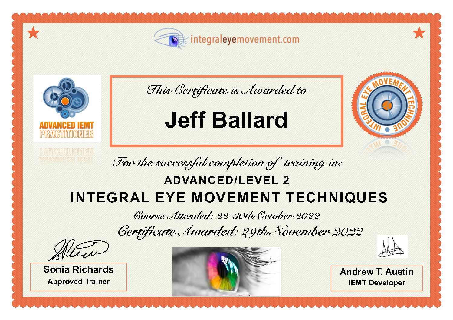 Advanced Integral Eye Movement Techniques Certificate